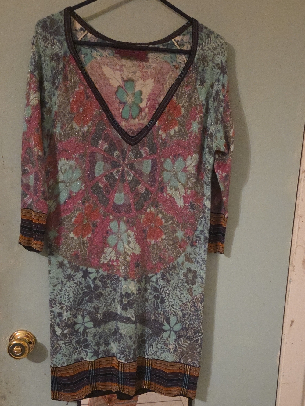 Custo Barcelona Multicolor Floral V-Neck Midi Dress
